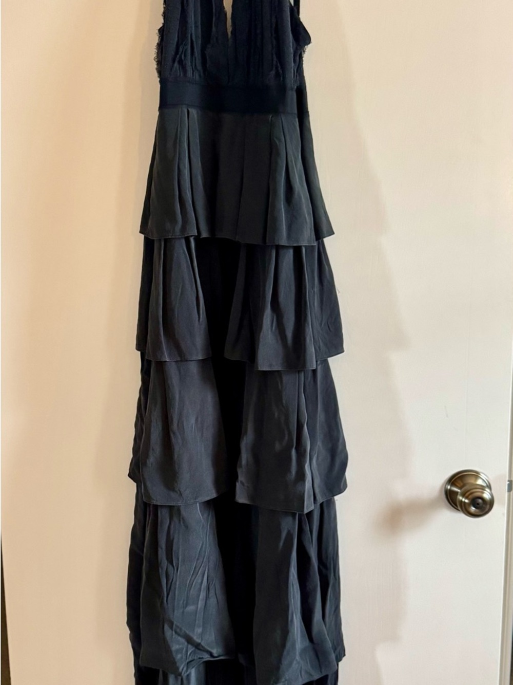 BCBGMaxAzria Black Tiered Ruffle Maxi Dress